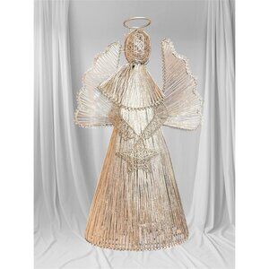 Angel Christmas Tree Topper Light-Up Silver Wire With Star Design&Halo Size 13”